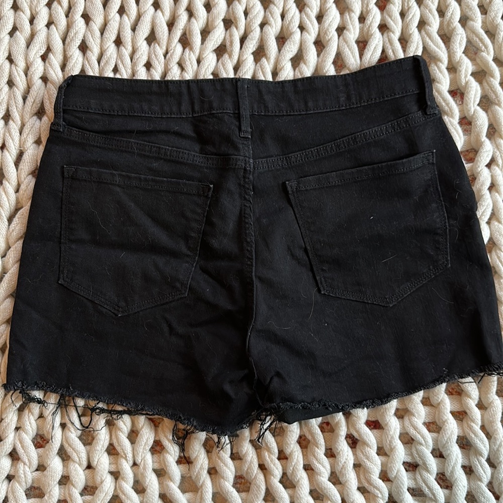 Black Button-up High-rise Jean Shorts - Picture 3 of 5